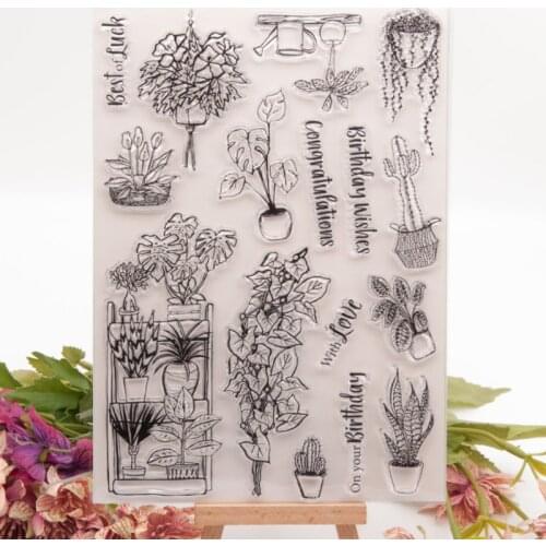 Potted Flowers And Plants Silicone Clear Seal Stamp DIY Scrapbook Diary Coloring Embossing Album Decor Rubber Handmade Reusable