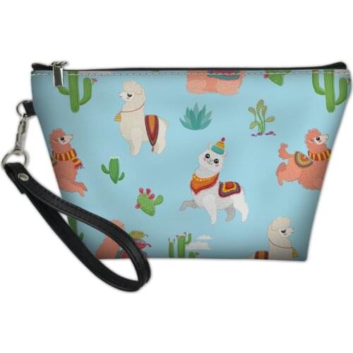 HaoYun Cactus Alpaca Women Travel Toiletry Kit Cartoon Little Animal Prints Cosmetic Make-up Bags Female Storage Make Up Case