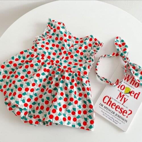 2021 new boys girls printed rompers+headband cotton summer babys jumpsuit