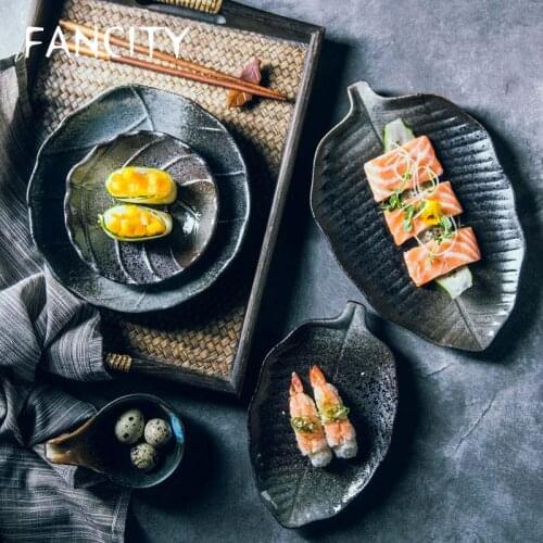 FANCITY Creative Ceramic Plate Restaurant Restaurant West Point Plate Sushi Plate Barbecue Flat Plate Simple Dishes Irregular Po
