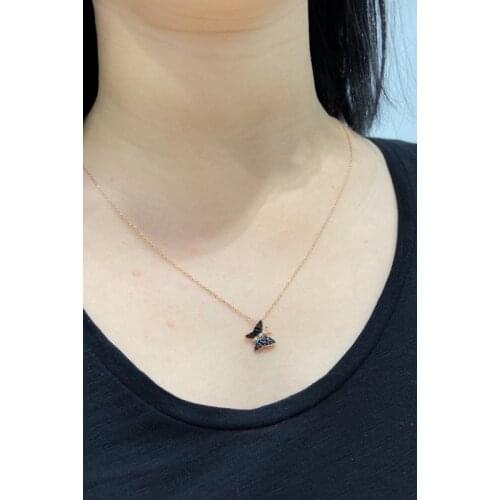 Tiny Black Butterfly 925 Silver Necklace