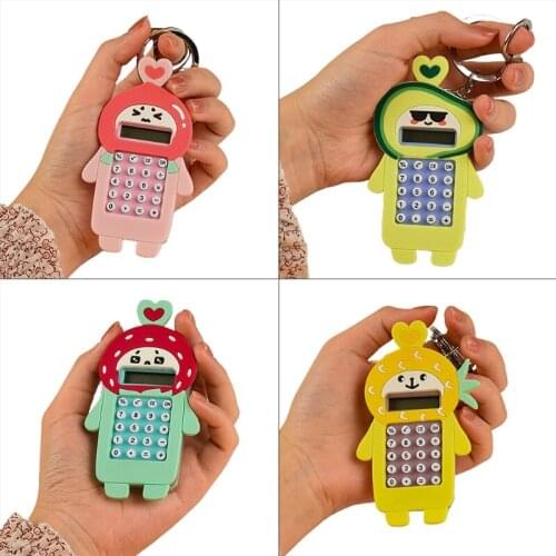 H9ED Mini Calculator Cute Fruit Keychain Bag Decoration Pendant Car Key Ring Jewelry