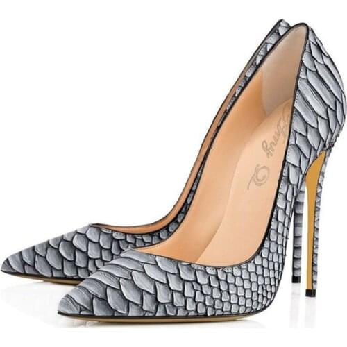 2020 autumn new large size sexy snake print wedding shoes pointed toe super high heel shoes fashion shallow mouth stiletto shoes