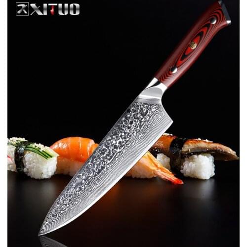 XITUO Chef Knife Damascus Japan VG10 Sharp Cleaver Slicing Western Steak Knife Premium Kitchen Knife G10 Handle with Knife Cover