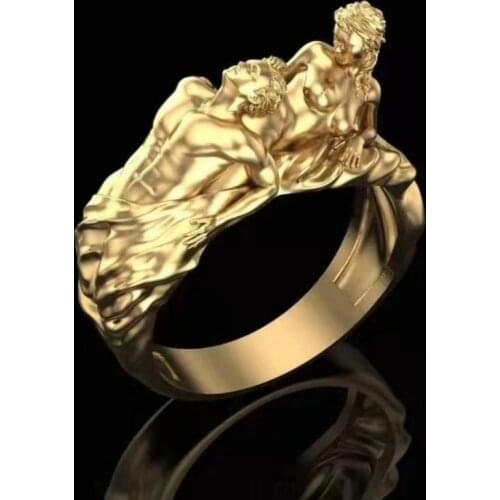 Exageración desnudo anillo para Dedo de mujer Color oro hombres cráneo gótico Punk figura de esqueleto anillo Hip Hop Rock joyer
