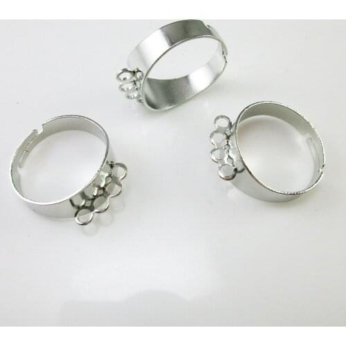 100pcs of Adjustable Iron Ring with Four Small Rings Bague Plateau Nickel Free