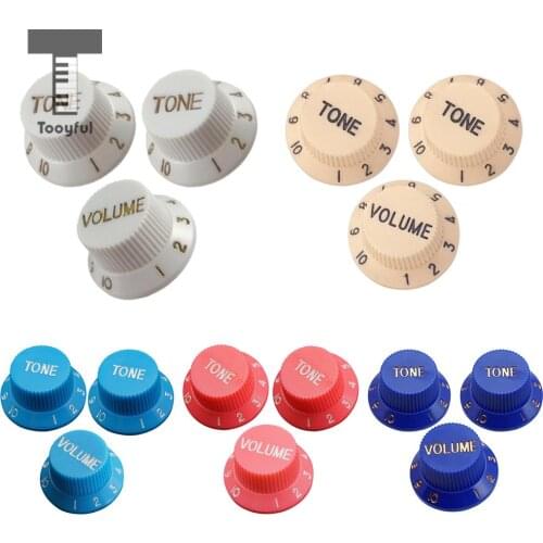 Tooyful 3 Pcs Guitar Speed Control Knobs 1 Volume 2 Tone for Stratocaster Strat ST SQ Electric Guitar Parts Accessory