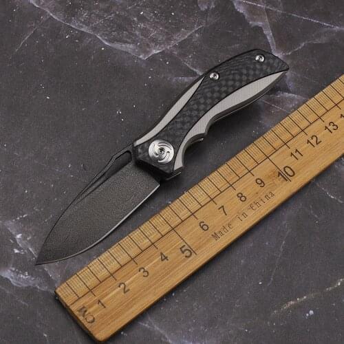 Uzi Steel + Titanium Alloy + Carbon FIber Outdoor Survival Hunting Folding Handle Pocket Portable Collection Knife