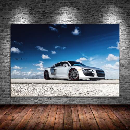 Sportscar Audis R8 Supercar Blue Sky Wall Art Posters and Prints Decorative Picture Canvas Painting For Living Room Home Decor