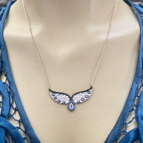 Glittering Wings 925 Sterling Silver Necklace Women Girls Gift Jewelry Accessories Fashion Handmade Elegant Chain
