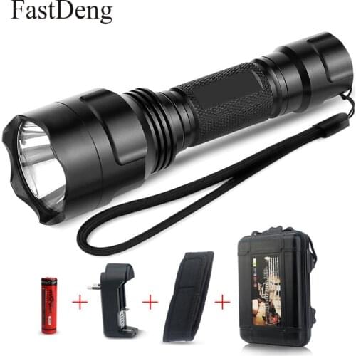 LED Flashlight XML T6 C8 Torch 2000Lumens Flash Light Tactical for Riding Camping Hiking Hunting With 18650 Battery + Charger