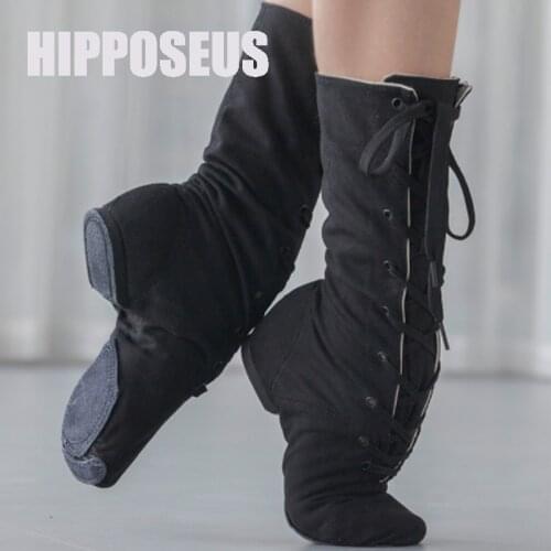 Hipposeus Jazz Boots Dance Shoes Slippers Canvas Women Soft Sole Dance Sneakers Professional Men Latin&Tango Boots Dance Shoes