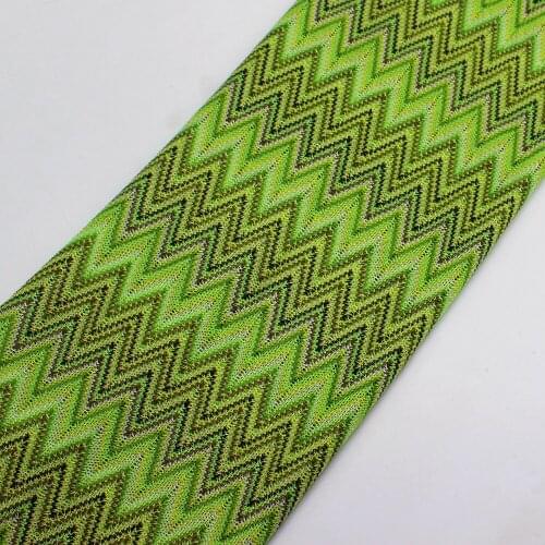 Knitting Lace Fabrics Zig Zag 1 Meter Neon Green Wave Striped Crocheted Lace Cloth Knitted Lace For Dress 150CM Wide