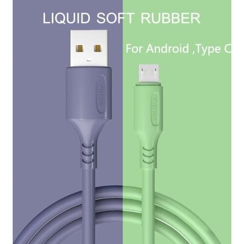 USB C 8 Pin Cable For Xiaomi Samsung Liquid rubber 3A Fast Charging cord Charger Micro USB Type C Cable Mobile Phone Cord Wire