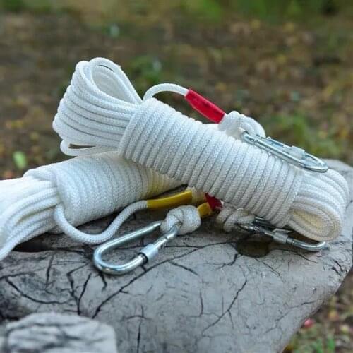 50 Feet Hollow Braided Polypropylene Line Rope Heaving Line with Spring Hook for Ring Buoy