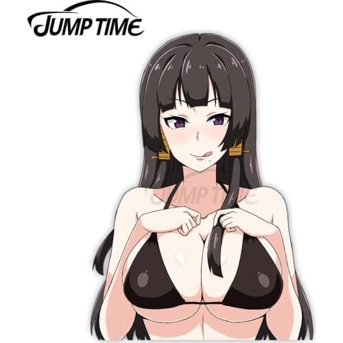 Jump Time 13 x9.8cm For Dead or Alive Nyotengu Windshield VAN Anime Car Stickers Refrigerator Decal Scratch-Proof Car Assessoire
