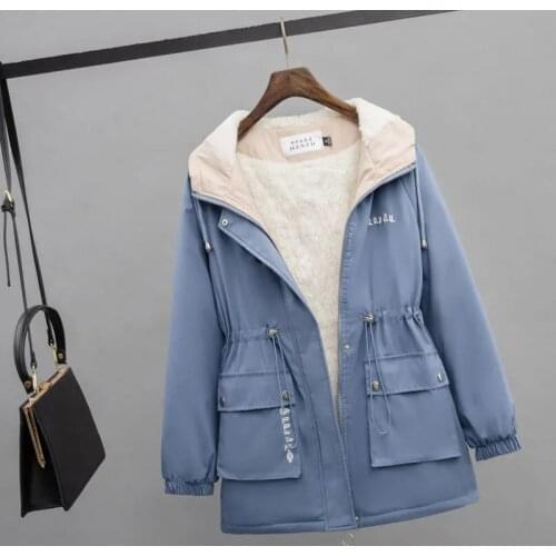 Womens Winter Jacket 2021 New Plus Velvet Thick Warm Parka Coat Plus Size Casual Female Windbreaker Spring Hooded Coat Y450