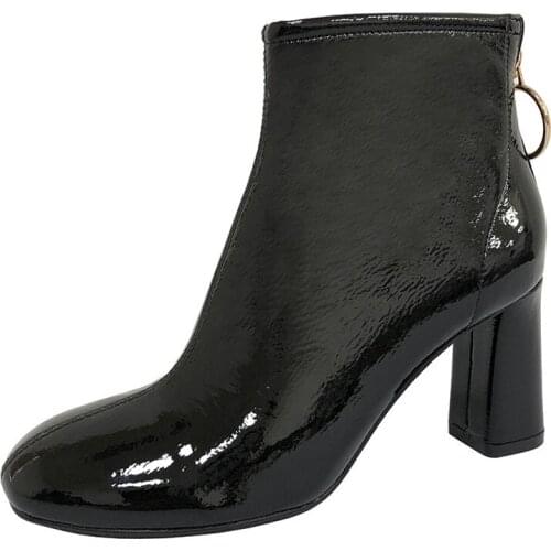 Womens shoes fashion metallic zipper sexy high heel fashion boots pointed toe show thin soft soles comfortable thick short boot