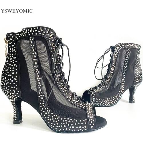 Black Dance Booties 2021 Autumn New Style High Quality Dance Shoes Thicker Insole Customized Colors Women Latin Shoes