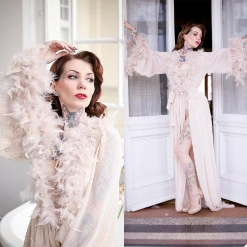 Womens Faux Fur Robe Pink Kimono Pregnant Party Sleepwear Women V Neck Bathrobe Sheer Nightgown Prom Bridesmaid Shawel 2020