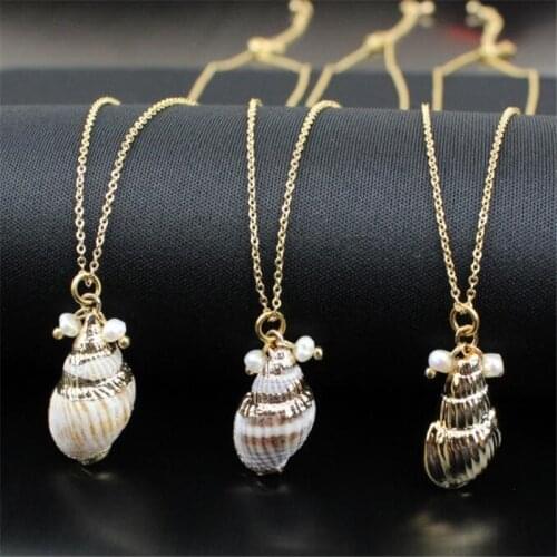 Creative Natural Freshwater Pearl Shell Necklace for Women Party Gold Clavicle Chain Female Necklace Jewelry Accessories