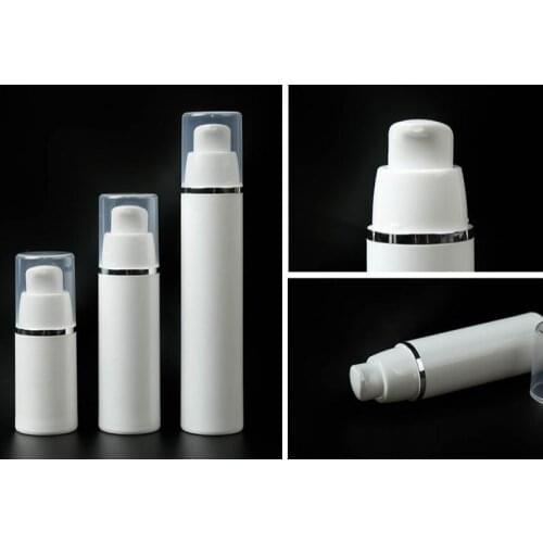 15ml 30ml 50ml PP Plastic Airless Bottles White Airless Vacuum Pump Lotion Bottle with Silver Line SN377