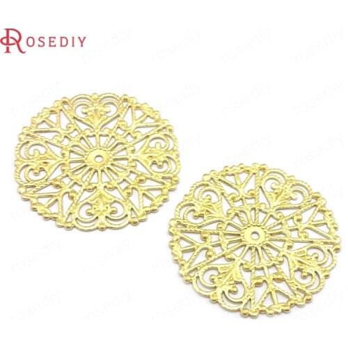 30333-G)20PCS 30MM Not plated color Brass Round Decorative Spacer Jewelry Making Supplies Diy Findings Accessories