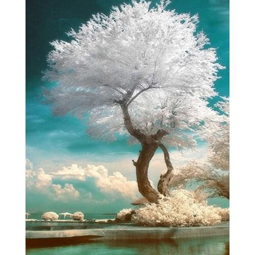 5D DIY Diamond Painting Painted Snow-White Tree Mosaic Embroidery Cross stitch Embroidery Crafts Decoration KBL
