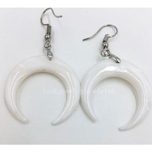 Free Shipping Women Fashion Jewelry White Mother of pearl Shell Dangle Earrings Pair C6681