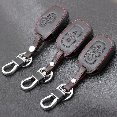 Genuine Leather Car Key Case Cover 2 Buttons For Renault Kangoo DACIA Scenic Megane Sandero Captur Twingo Modus