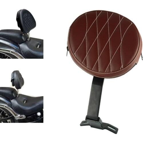 Motorcycle Parts Brown Adjustable Comfy Plug-In Driver Rider Backrest Fits For Harley Fatboy Heritage Softail 2007-2017