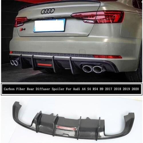 Carbon Fiber Rear Bumper Diffuser Lip Spoiler For Audi A4 S4 RS4 B9 2017 2018 2019 2020 High Quality Car Accessories