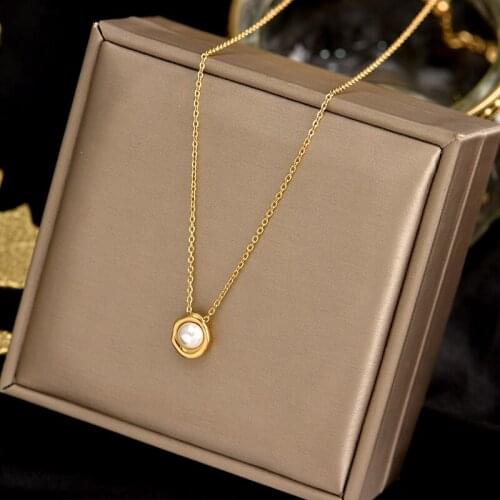 316L stainless steel French elegant collarbone chain simple temperament irregular small pearl web celebrity necklace chain