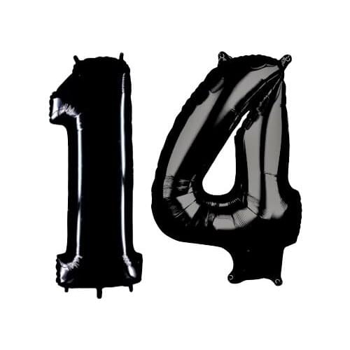 Giant balloons number 1 and 4 black aluminum foil 100 cm can be inflated with air or helium