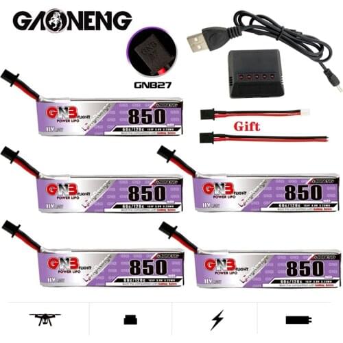 GNB 850mAh 1S 60C/120C 4.35V HV Lipo Battery GNB27 Plug and Charger For RC FPV Racing Drone Whoop Frame Kit Tinywhoop Spare Part
