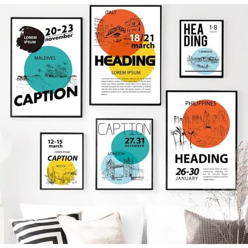 City Quotes Color Block Building Wall Art Canvas Painting Nordic Posters And Prints Vintage Wall Pictures For Living Room Decor