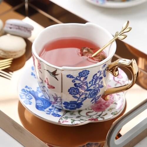 Ceramics Cup Saucers Suit Ins English Style Originality Black Tea Teacup Household Afternoon Tea Latte Black Coffee WF1021