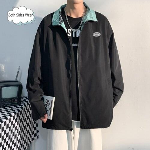 5XL-M Autumn Stand Collar Letter Print Long Sleeve Casual Oversized Jackets Men Clothing Simple Loose Outwear Coats