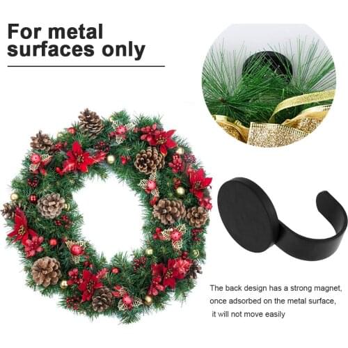 Magnetic Metal Wreath Hanger Over The Door Wreath Metal Hook For Christmas Front Door Decoration Wreath Hanging Holder up to 4.4