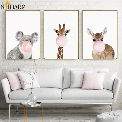 Lovely Giraffe Zebra Animal Posters and Prints Canvas Art Painting Wall Art Nursery Decorative Picture Nordic Kids Decoration