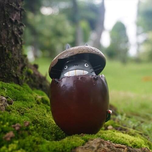 Miniature Big Totoro Sit in Chestnuts , Totoro Ghibli Figurines , Fairy Garden Supplies Terrarium Accessories