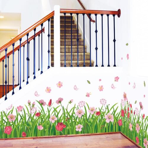Flower Flower Grass Skirting Line Bedroom Living Room Stairs Background Decoration Removable Waterproof Wall Stickers