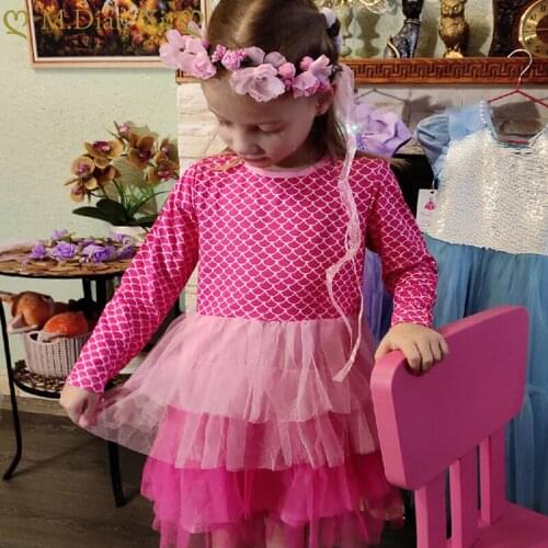 Baby Girls Dress Net Yarn Color Matching Mermaid Princess Girl Dress Halloween Christmas New Year Party Princess Tutu Dress 1-6Y