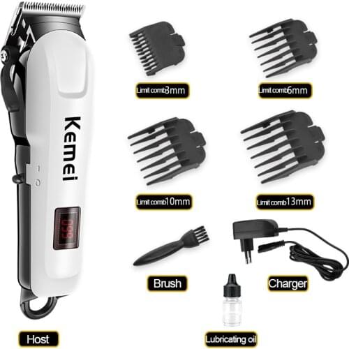 KEMEI Professional Men Hair Clipper Rechargeable LCD Wireless Electric Shaver Styling Tool Carbon Steel Shaver Cutting KM-809A