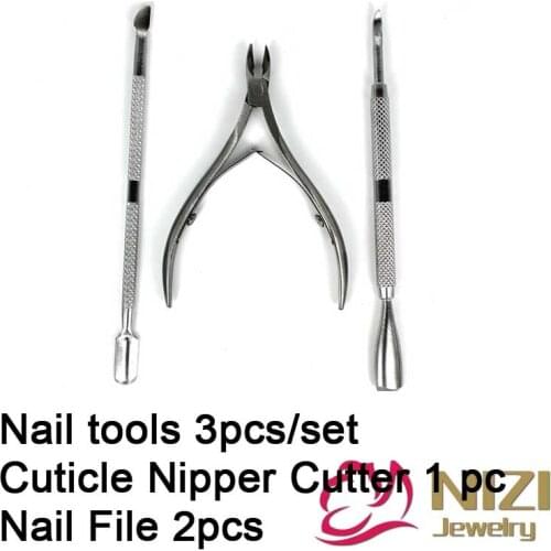 Professional Nail Tools 3pcs Cuticle Nipper Spoon Cuticle Pusher Dead Skin Remover Cutter Clipper Stainless Steel Nail Art Tool
