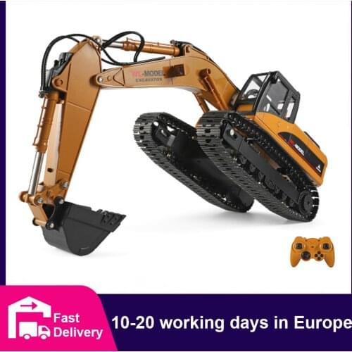 WLtoys 1:16 RC Truck Tractor Caterpillar Alloy Engineering Car 2.4GHz Remote Control Car 23 Channel RC Excavator Toys for Boys
