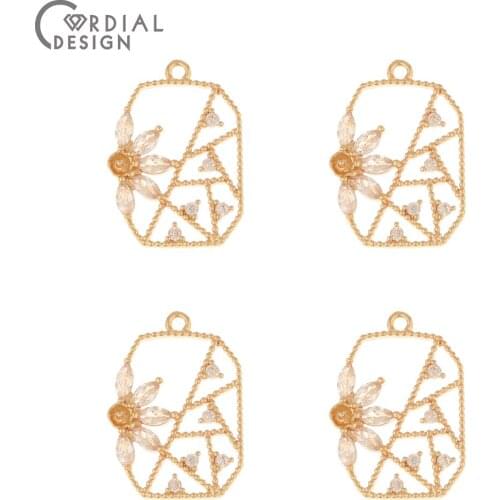 Cordial Design 50Pcs 14*20MM CZ Pendant/Earrings Making/DIY Charms/Jewelry Accessories/Hand Made/Jewelry Findings & Components