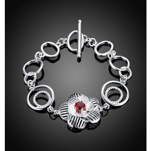 Silver Bracelets For Woman Birthday Party Gift Geometric Round Circel Design Fashion Bracelet Jewelry