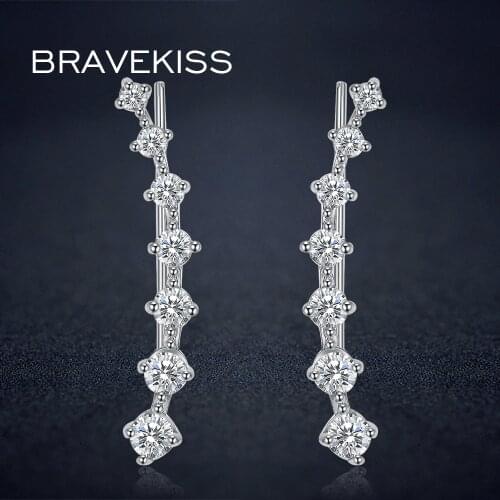 BRAVEKISS austrian crystal earrings studs piercing earcuff earring pins crystal hook earrings for women brincos longos BUE0197B