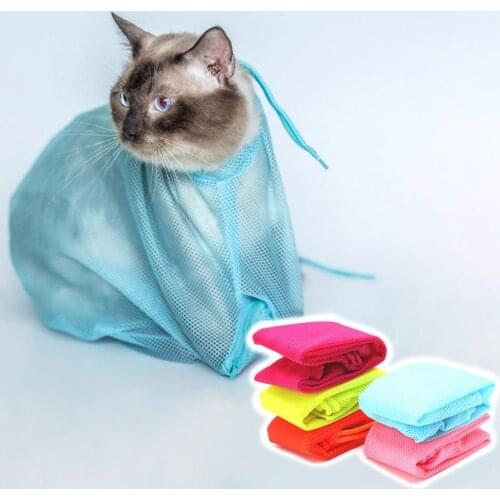 Mesh Pet Cat Bathing Bag Cats Grooming Washing Bags Cat Bath Clean Bag No Scratching Bite Restraint Cat Supplies